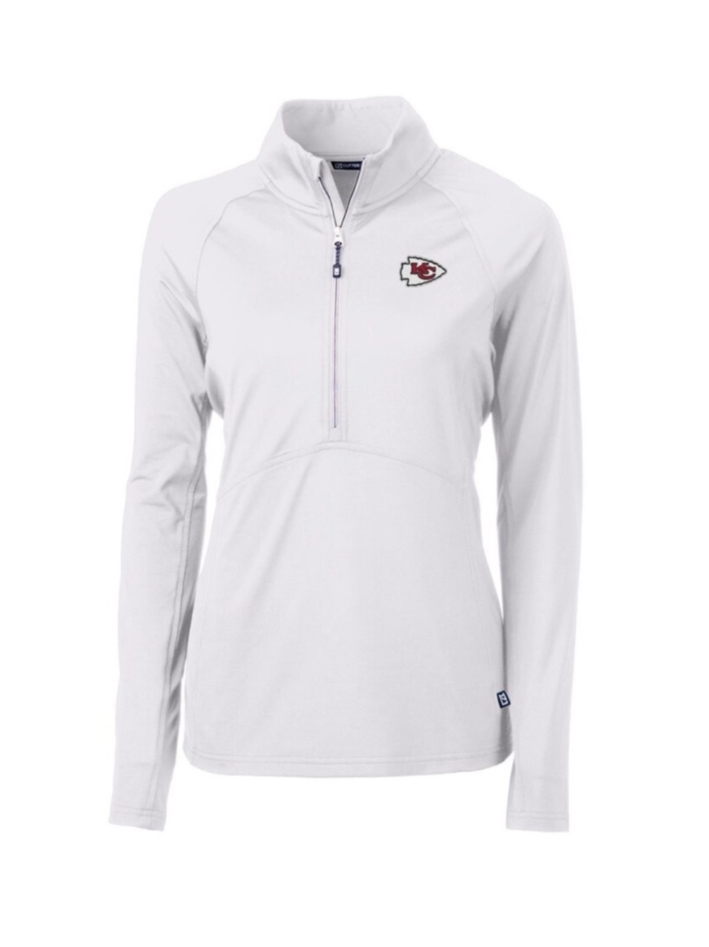 NWT CUTTER & BUCK Women’s KC Chiefs Adapt Eco-Knit Half-Zip Pullover - White XL
